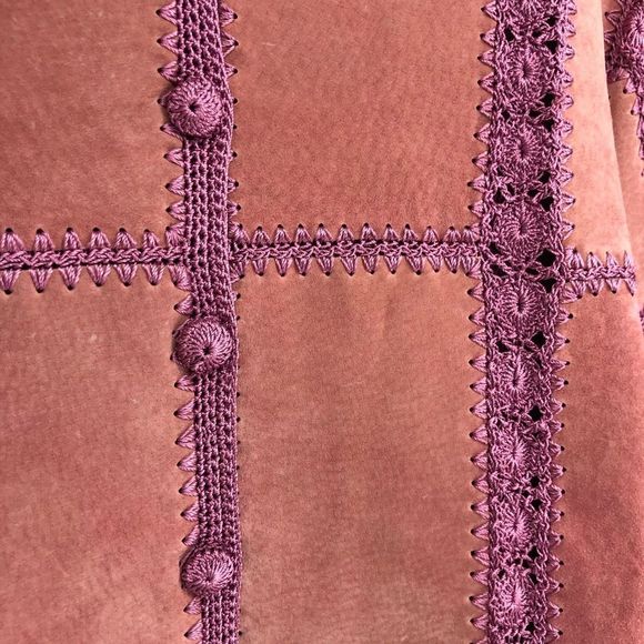 Y2K Vintage Mauve Pink Leather Patchwork Pieced Long Sleeve Top NWT size Medium - Picture 4 of 11